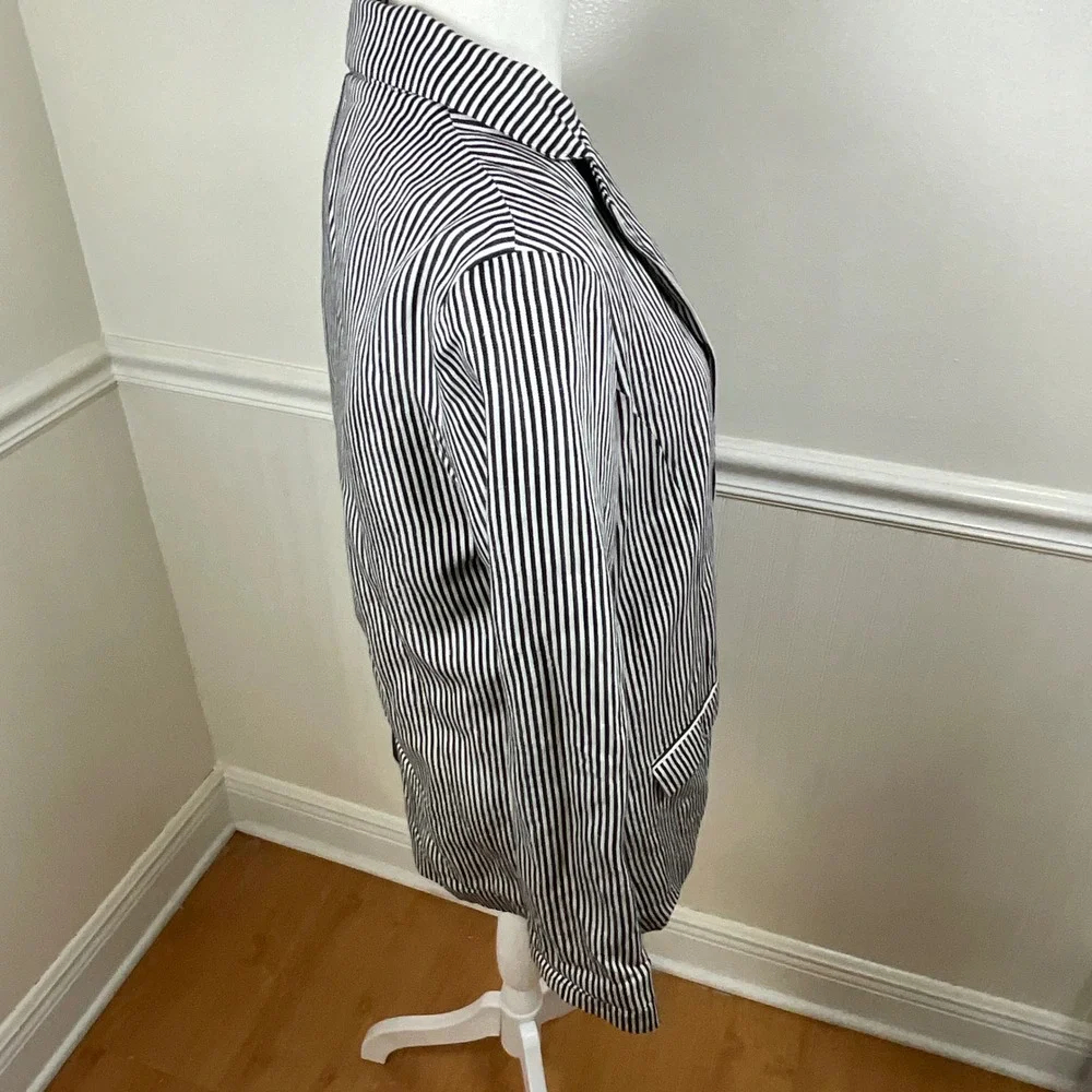 Cupcakes &‎ Cashmere Black White Pinstripe Blazer Jacket Buttonless Women Size S